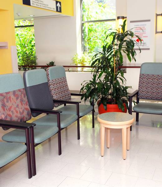 Hospital or clinic waiting room with empty chairs